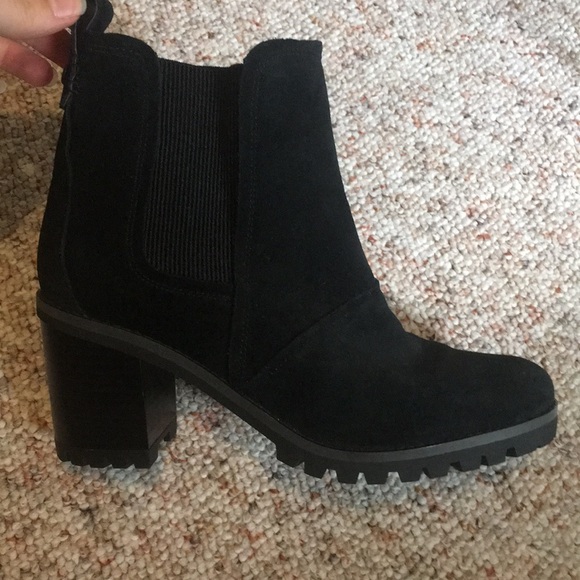 UGG Black Suede High Heel Pull-on Boots - Picture 2 of 16